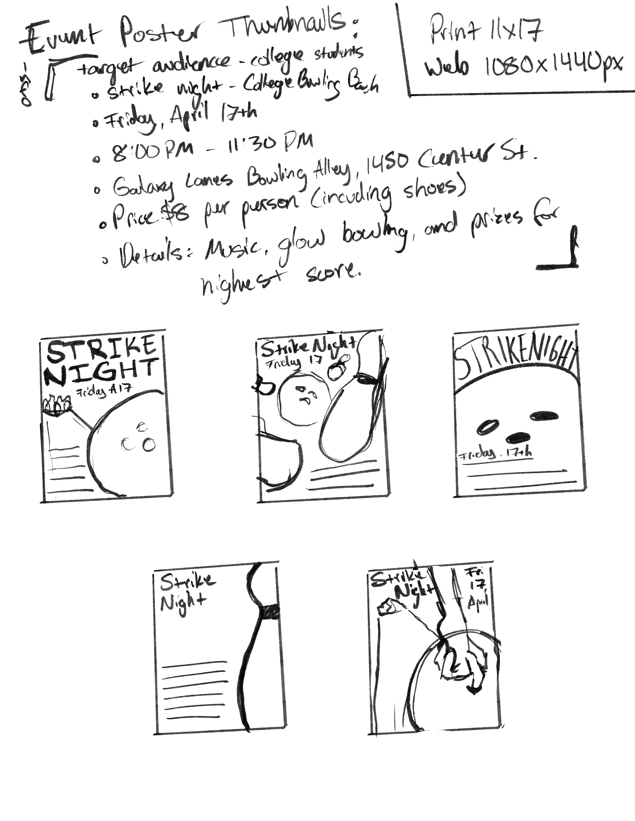 Strike Night thumbnail sketches